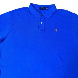 Polo Ralph Lauren Shirt Mens XL Blue Cotton Orange Pony Preppy Golf RN 41381